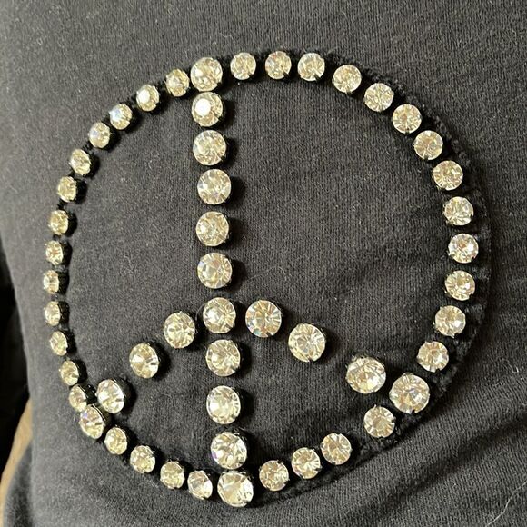 Vintage Twisted heart black zip up hoodie Swarovski peace sign size s - Picture 8 of 10